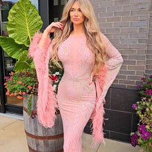 Load image into Gallery viewer, Sequin Feather Maxi Gown