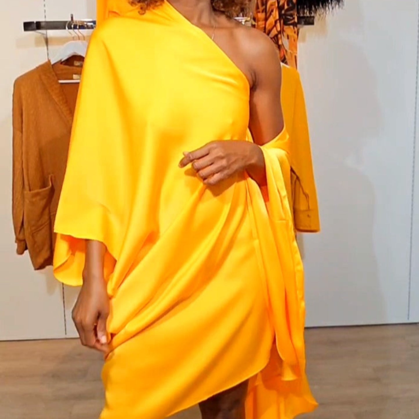 Gold Satin Wrap Dress