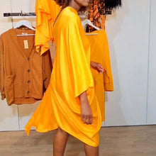 Load image into Gallery viewer, Gold Satin Wrap Dress