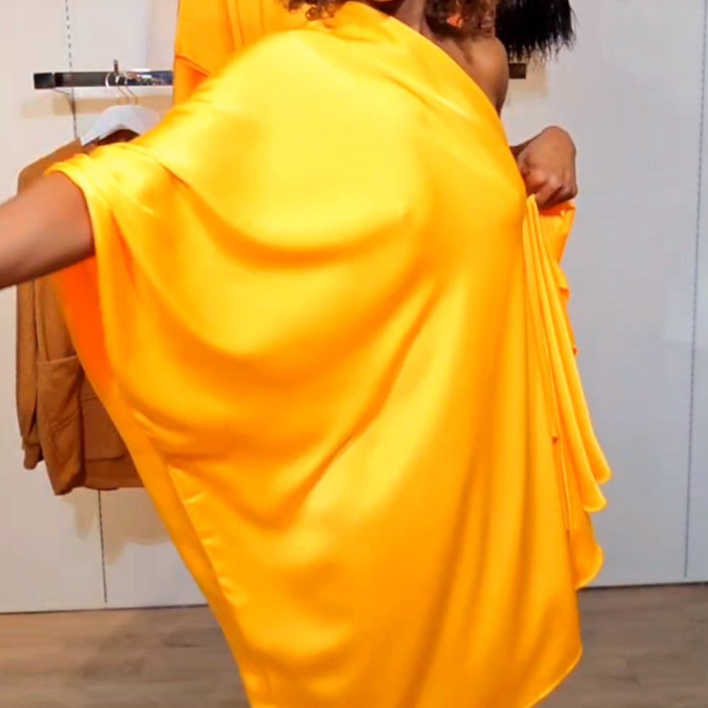 Gold Satin Wrap Dress