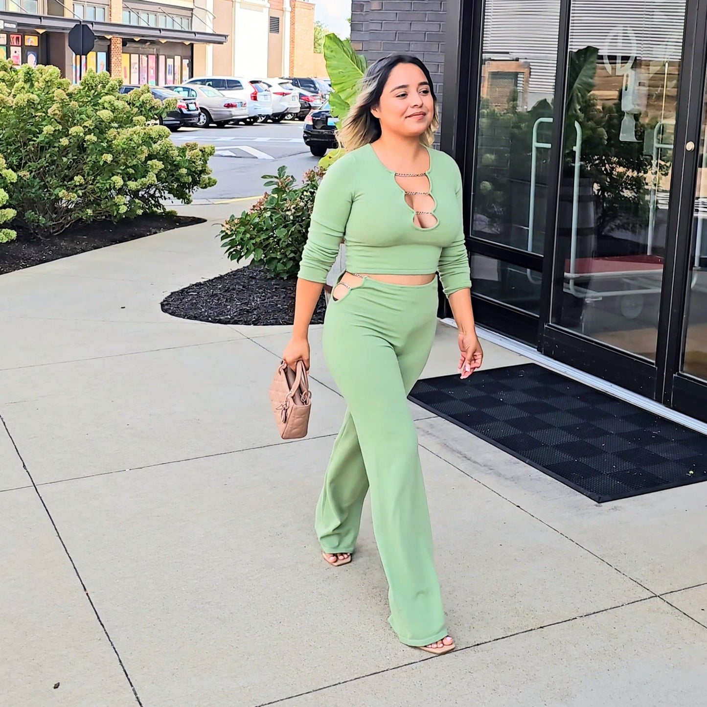 Green Silver Chain Top