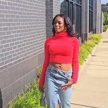 Load image into Gallery viewer, Red Fuzzy Turtleneck