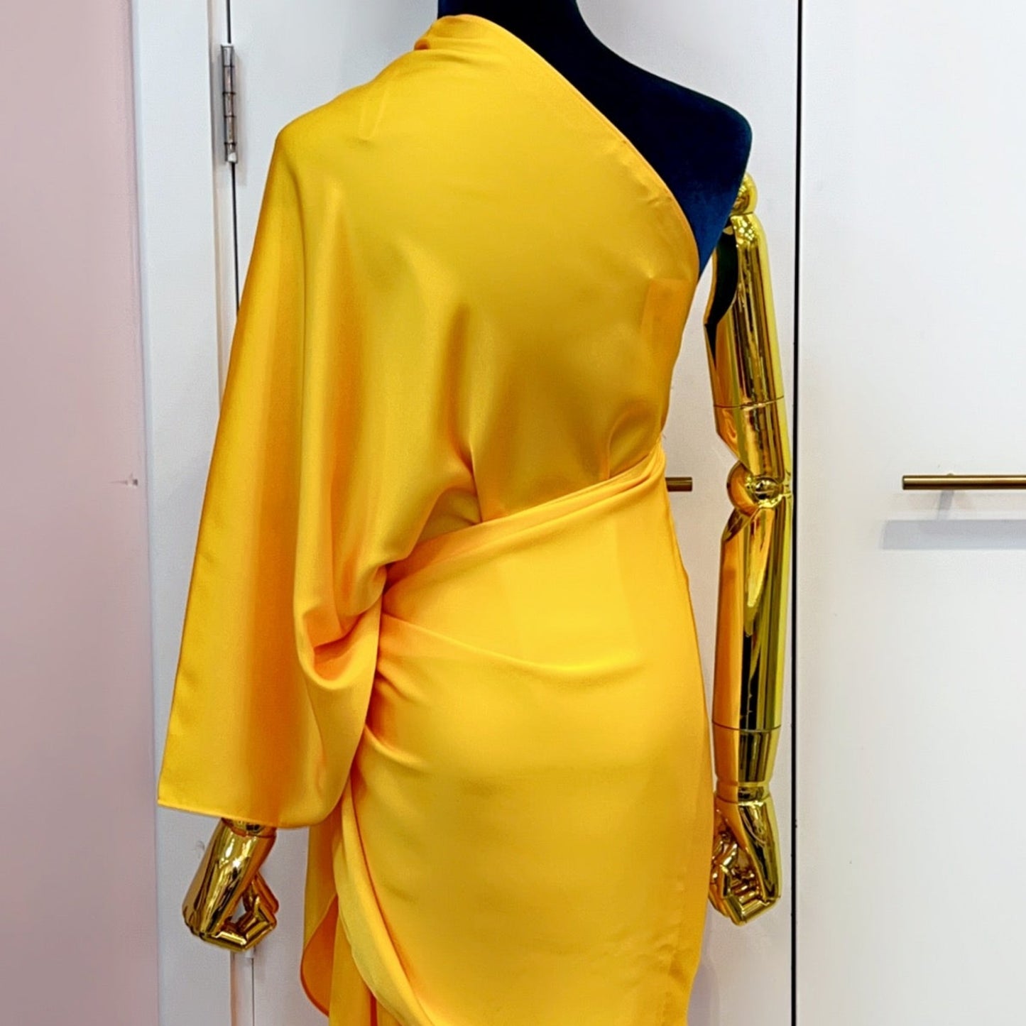 Gold Satin Wrap Dress