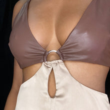 Load image into Gallery viewer, Satin and Leather Maxi Dress