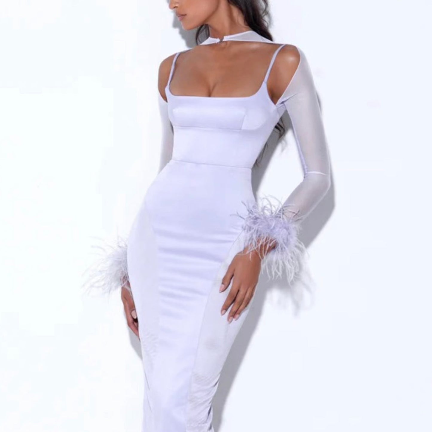 Satin Mesh Dress