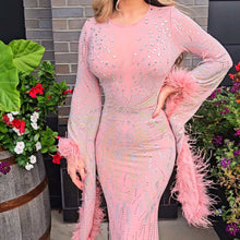 Load image into Gallery viewer, Sequin Feather Maxi Gown

