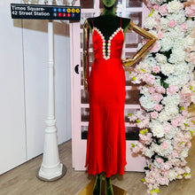 Load image into Gallery viewer, Flower Trim Satin Dress
