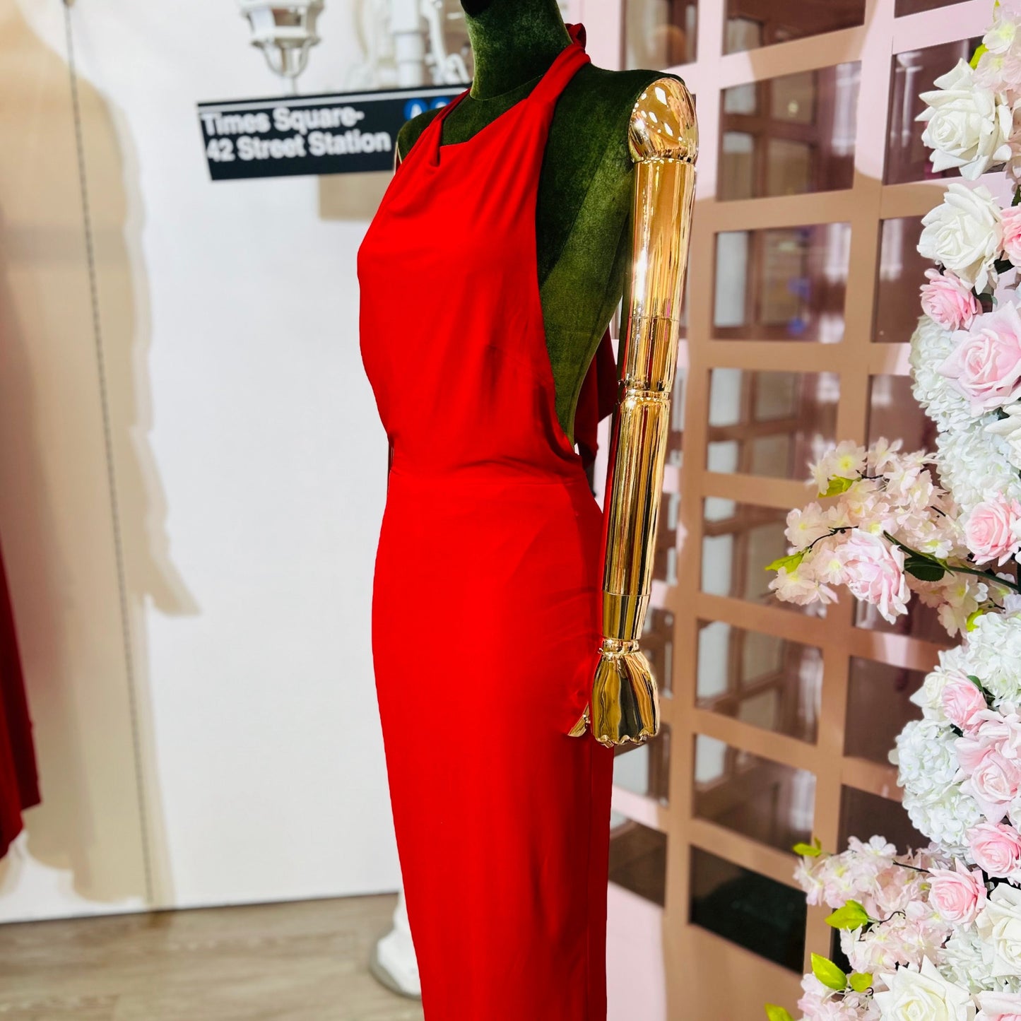 Red Halter Tie Dress