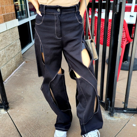 Black Cut Out Slacks