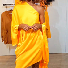 Load image into Gallery viewer, Gold Satin Wrap Dress
