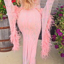 Load image into Gallery viewer, Sequin Feather Maxi Gown

