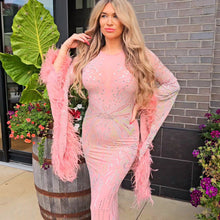 Load image into Gallery viewer, Sequin Feather Maxi Gown
