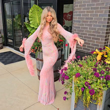 Load image into Gallery viewer, Sequin Feather Maxi Gown

