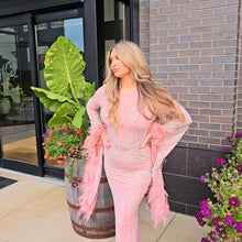 Load image into Gallery viewer, Sequin Feather Maxi Gown
