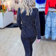 Load image into Gallery viewer, Pinstripe Rhinestone Blazer
