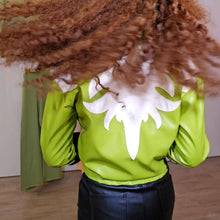Load image into Gallery viewer, Green and White Faux Leather Western Shirt
