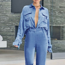 Load image into Gallery viewer, Satin Shirt and Pants Set
