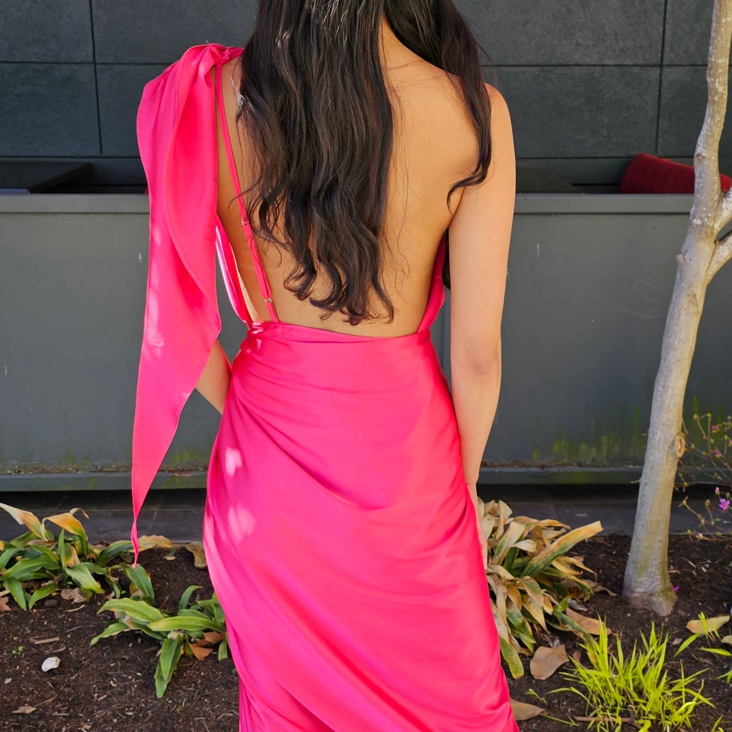 One Shoulder Satin Wrap