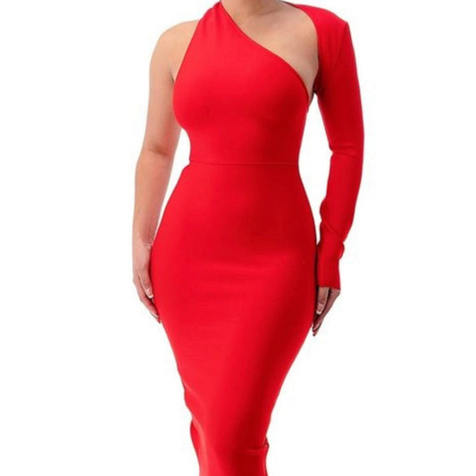 One Sleeve Bandage Dress