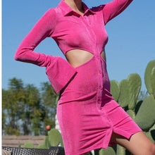 Load image into Gallery viewer, Pink Cutout Shirt Dress
