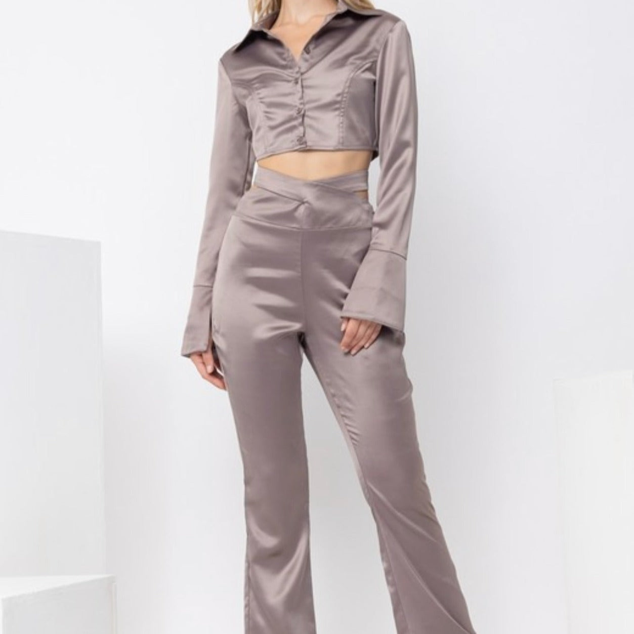 Satin Bell Sleeves and Pants Set