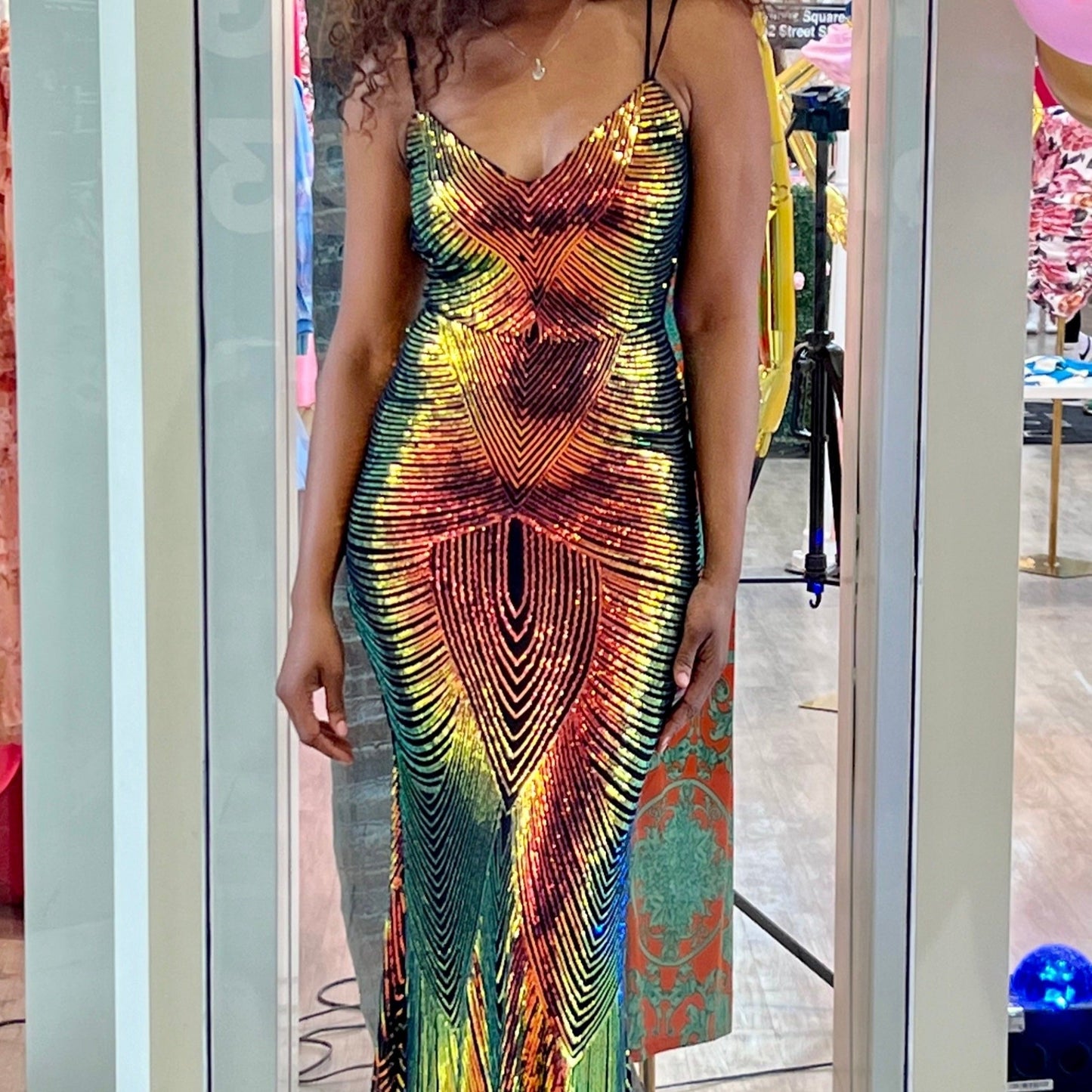 Multi-Colored Sequin Long Dress