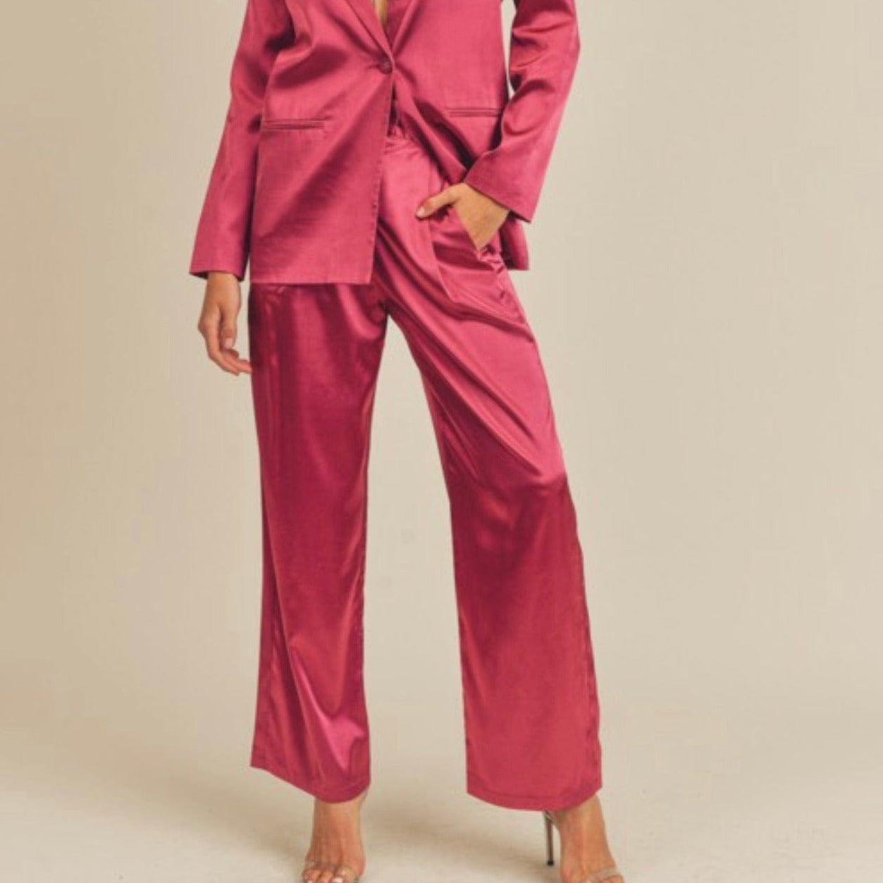 Wine Satin Pants