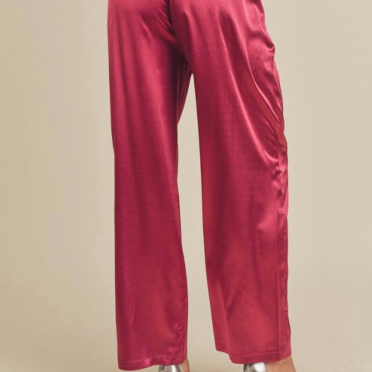 Wine Satin Pants