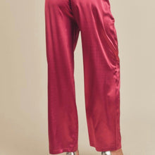 Load image into Gallery viewer, Wine Satin Pants
