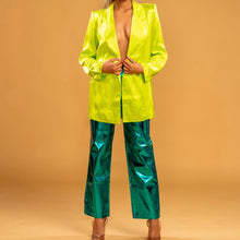 Load image into Gallery viewer, Blue Metallic Pants
