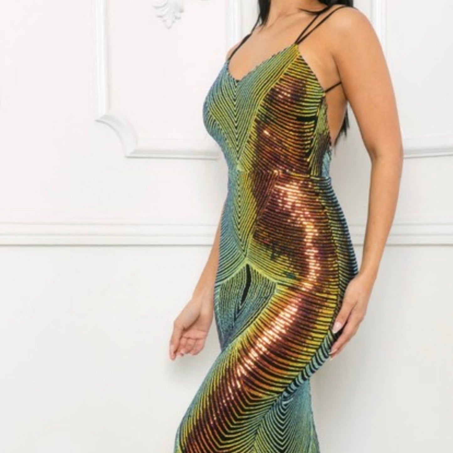 Multi-Colored Sequin Long Dress