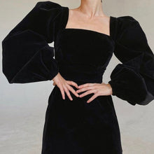 Load image into Gallery viewer, Black Puff Sleeve Mini Dress
