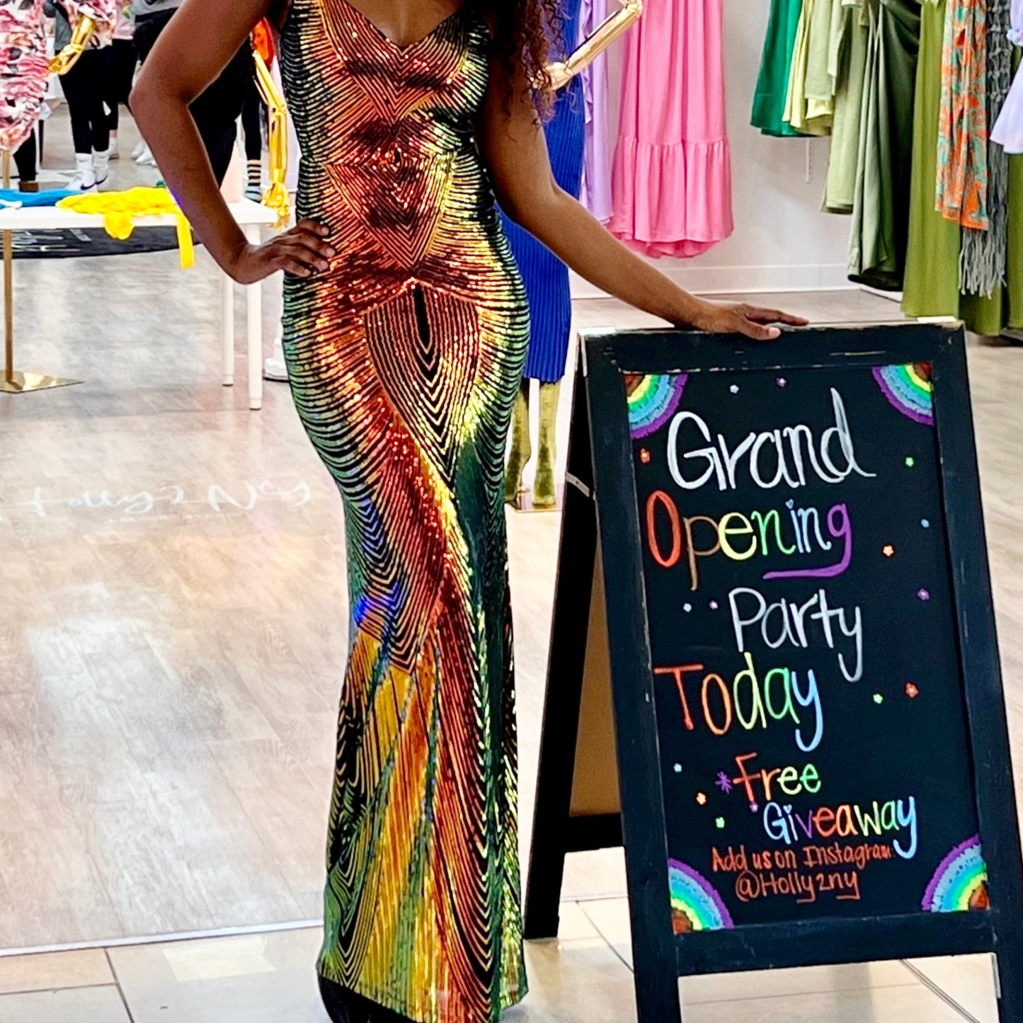 Multi-Colored Sequin Long Dress