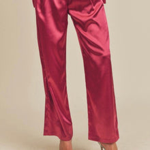 Load image into Gallery viewer, Wine Satin Pants
