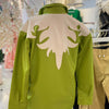 Green and White Faux Leather Western Shirt